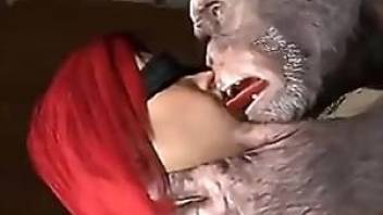 Enjoy monster hentai with an ape