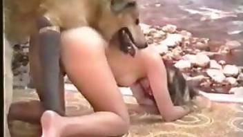 Sex with dog in a threesome porn movie