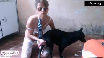 Delightful adult film featuring a canine screwing a chick