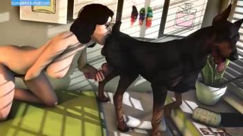 Animal girl hentai porn with a brunette