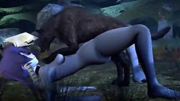 3D animal porn in the woods with a hot babe